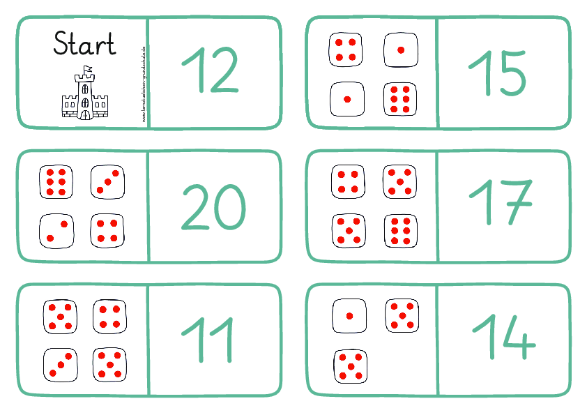 Dominos zur Anzahlerfassung - mit Würfelbildern im ZR 20